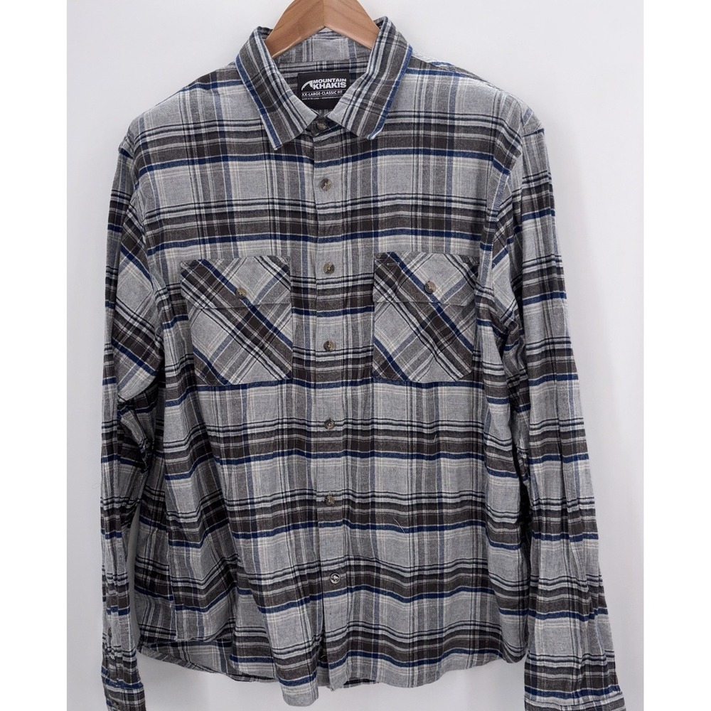Mountain Khakis Mens 2XL XXL Gray Plaid‎ Long Sleeve Super Soft Flannel Pockets - Picture 2 of 7